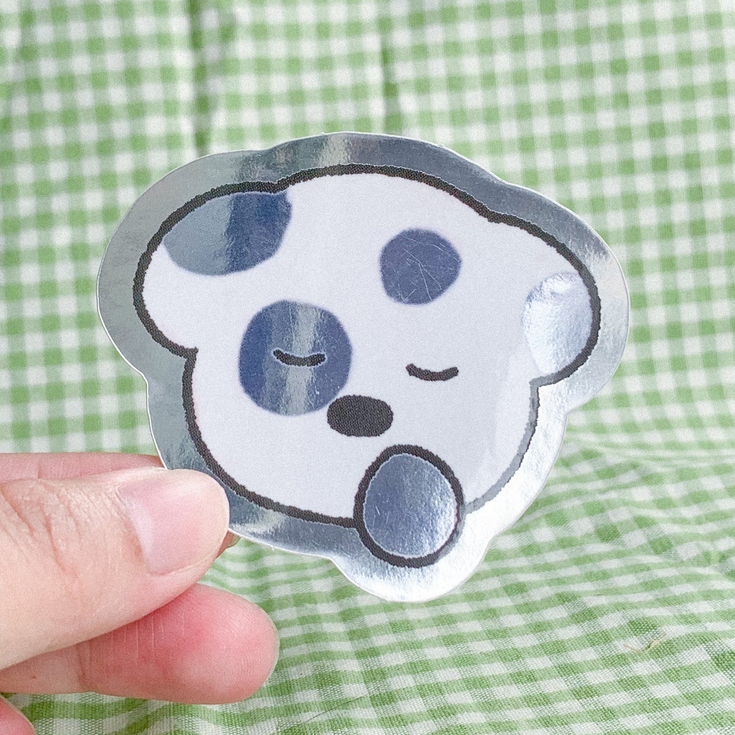 Spotty Dog Glossy Silver Vinyl Sticker