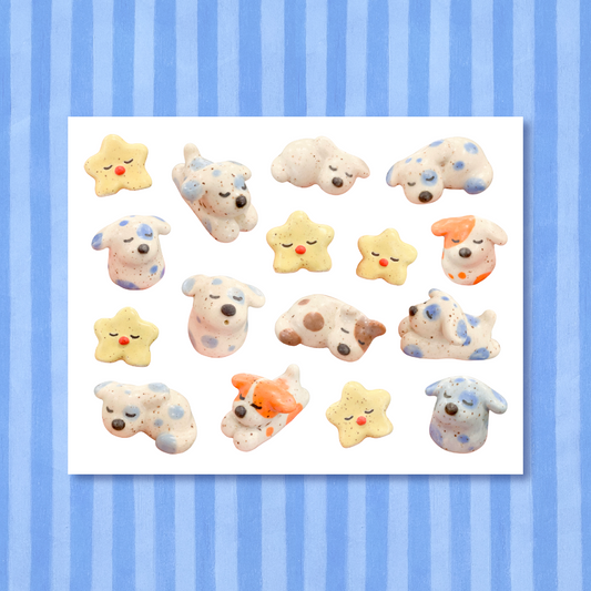 Clay Doggies and Stars 11x14 Big Art Print