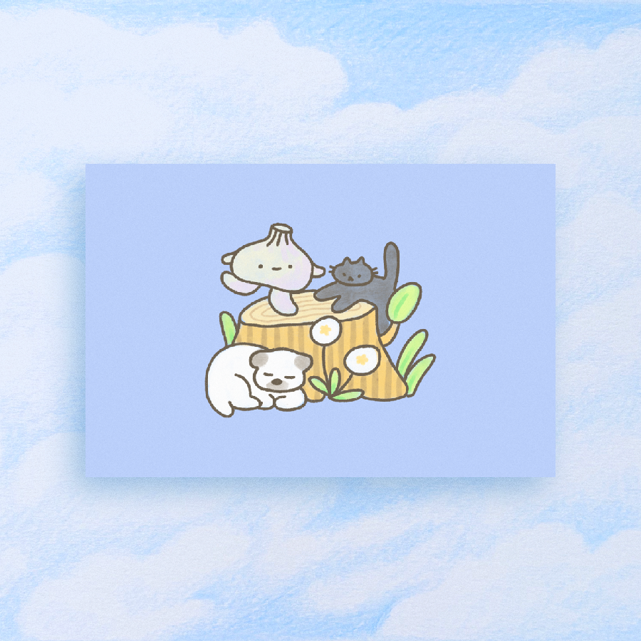playdate! Guys on Stump Postcard Print