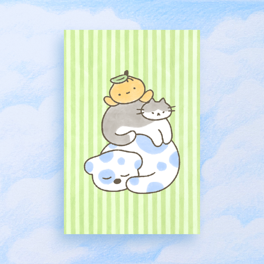 playdate! Stack of Guys Postcard Print