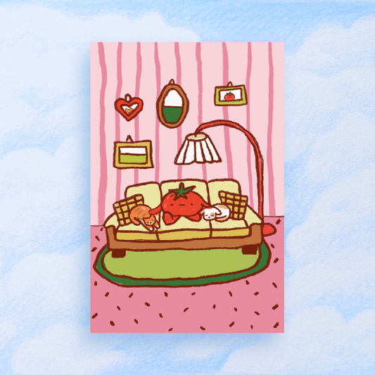 playdate! Guys on Couch Postcard Print