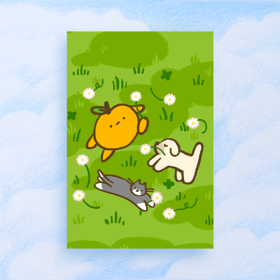 playdate! Frolicking Guys Postcard Print