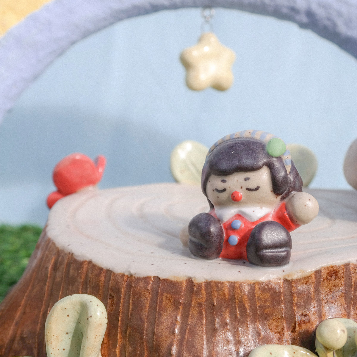 "Puppy Playground: Tree Stump" Ceramic Sculpture