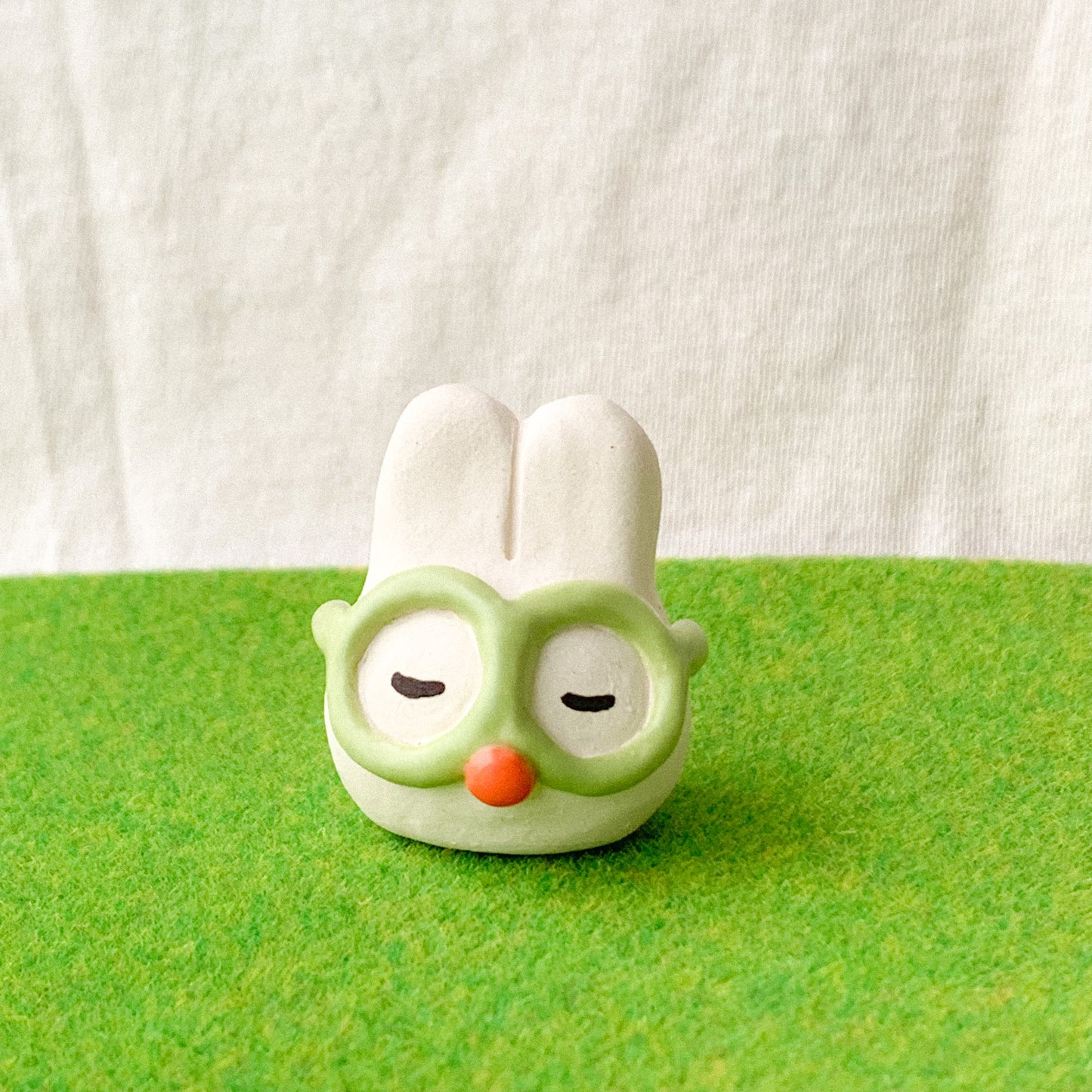 Bunny with Glasses Figurine - Green