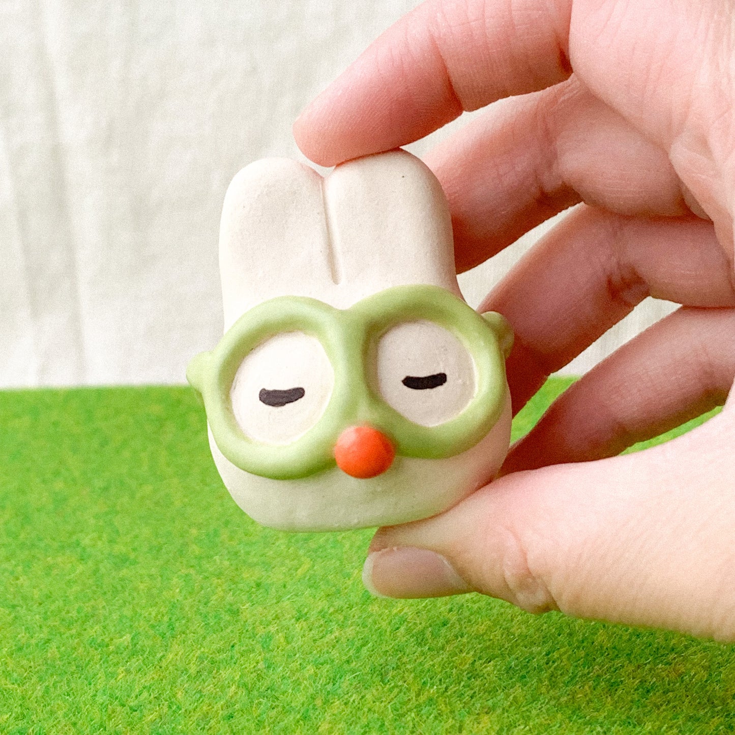 Bunny with Glasses Figurine - Green