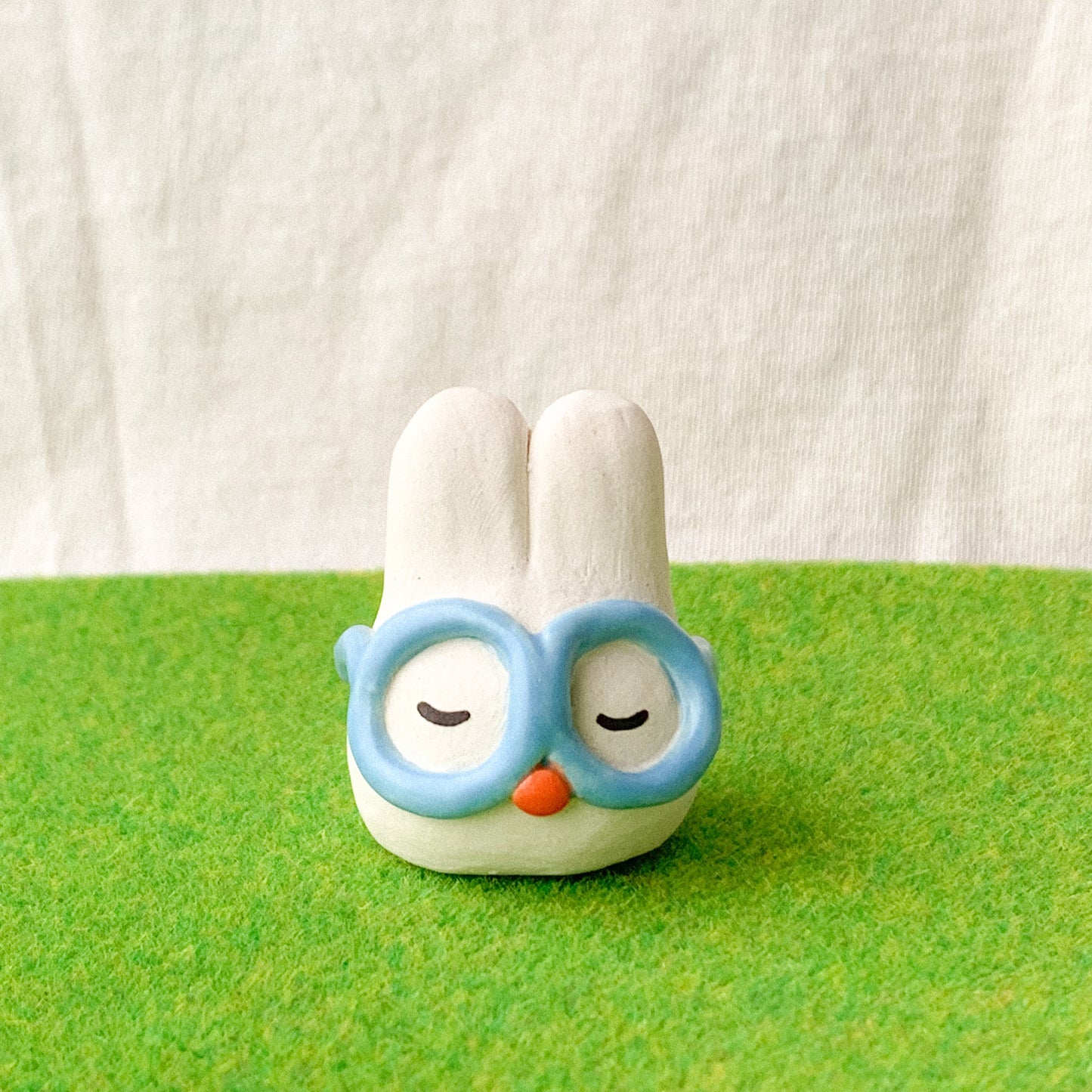 Bunny with Glasses Figurine - Blue