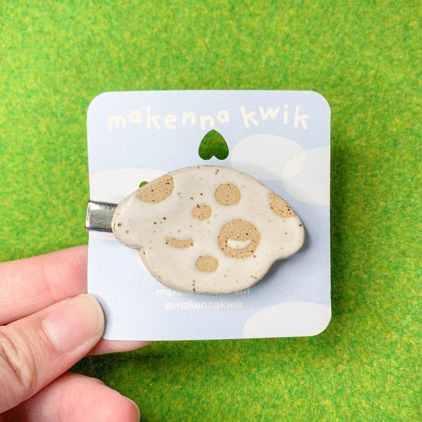 Ceramic Hair Clip - Spotty Doggy Cookie