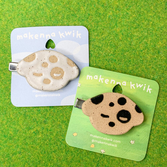 Ceramic Hair Clip - Spotty Doggy Cookie