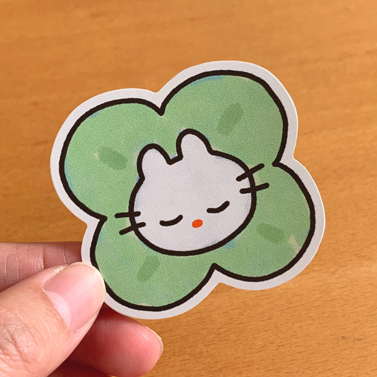 Clover Cat Matte Vinyl Sticker