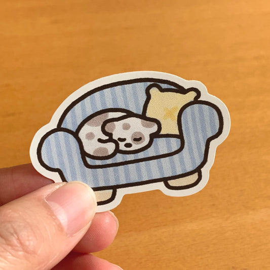 Couch Puppy Matte Vinyl Sticker