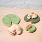 playdate! Doggy and Kitty on Lily Pad Ceramic Figurine Set