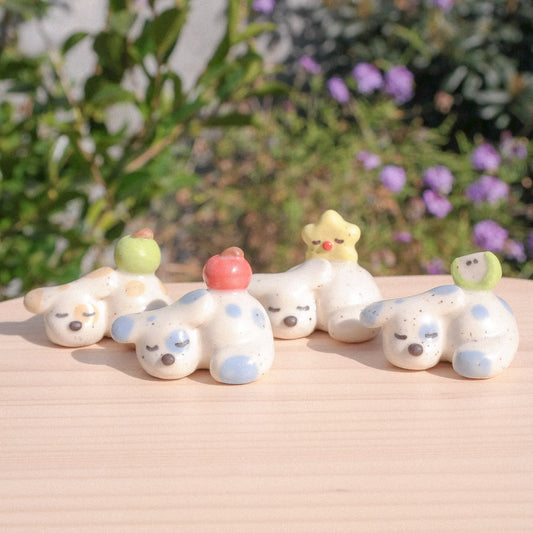 Sleepy Dog Ceramic Figurine