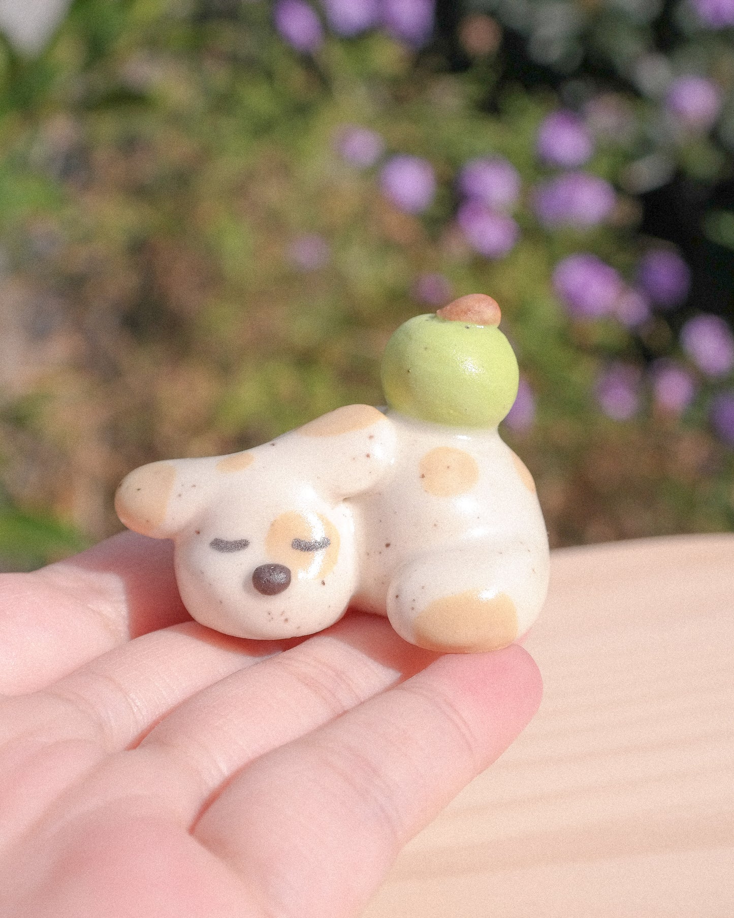 Sleepy Dog Ceramic Figurine