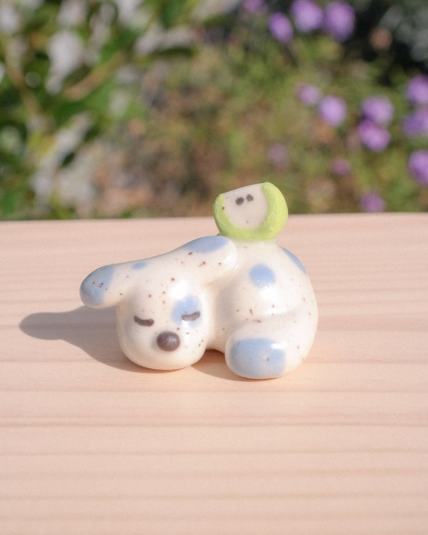 Sleepy Dog Ceramic Figurine