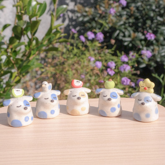 Fancy Stump Dog Ceramic Figurine