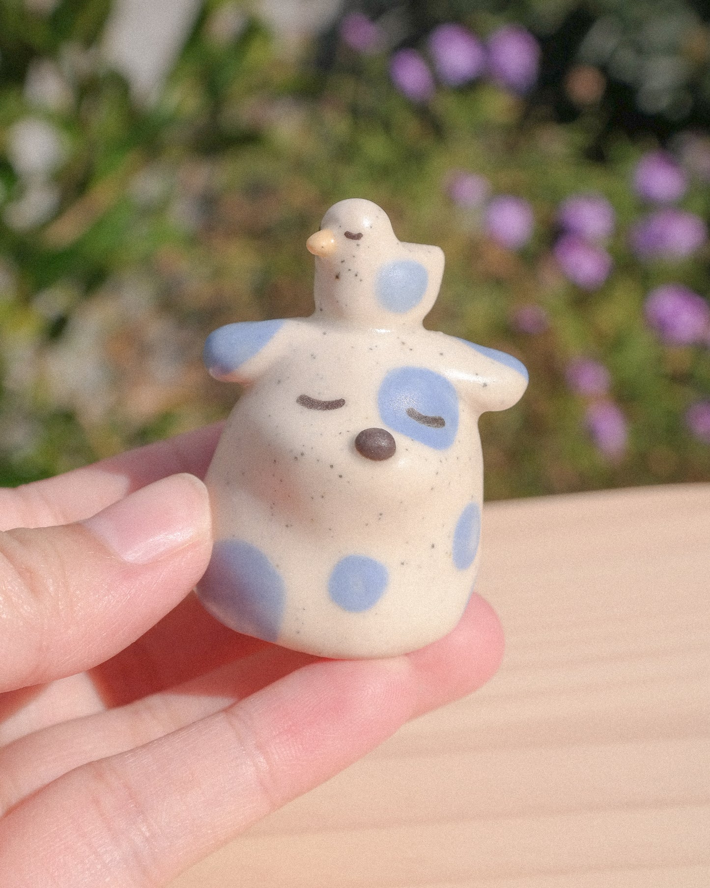 Fancy Stump Dog Ceramic Figurine