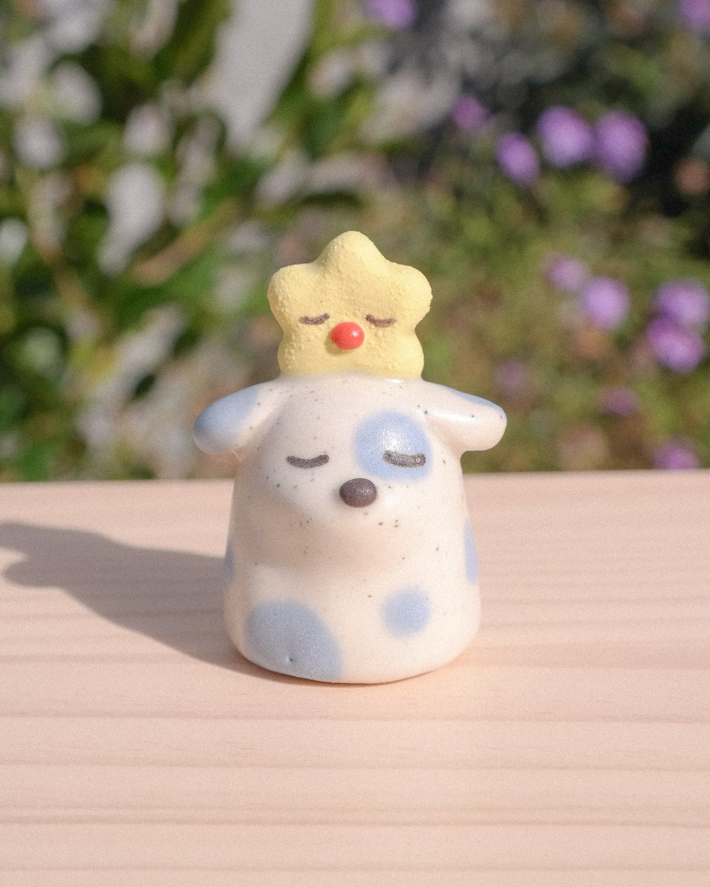 Fancy Stump Dog Ceramic Figurine