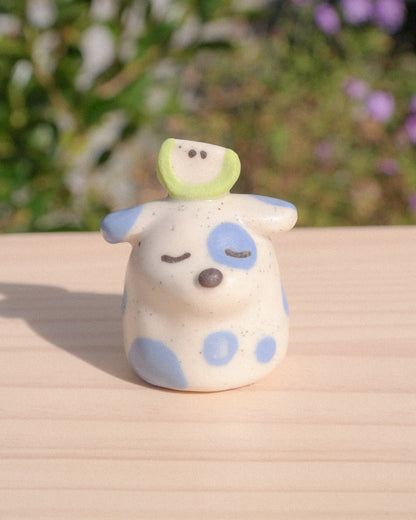 Fancy Stump Dog Ceramic Figurine