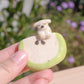 Tiny Apple Slice Dog Ceramic Figurine