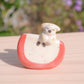 Tiny Apple Slice Dog Ceramic Figurine
