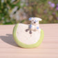 Tiny Apple Slice Dog Ceramic Figurine