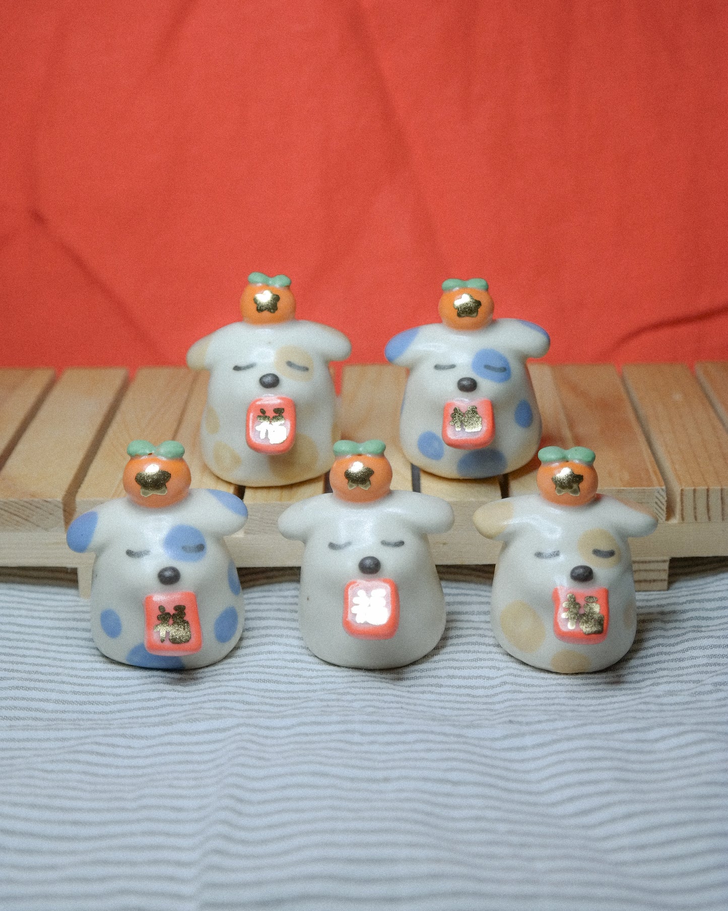 Red Envelope Dog Ceramic Figurine