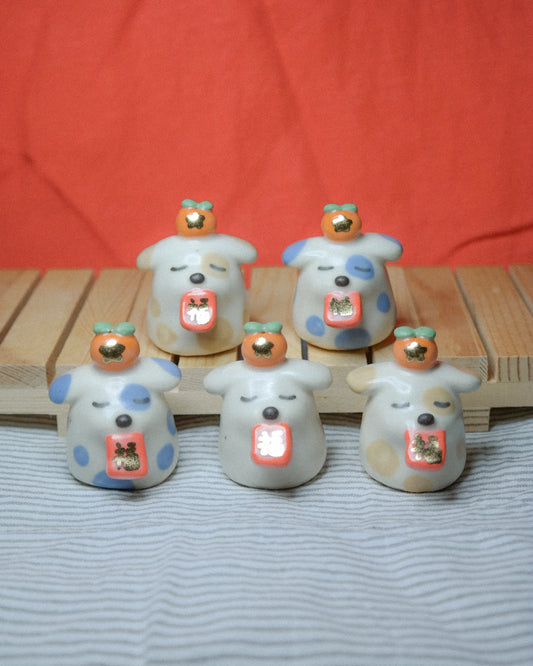 Red Envelope Dog Ceramic Figurine