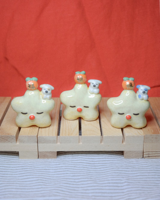 Lucky Tiny Star Dog Ceramic Figurine
