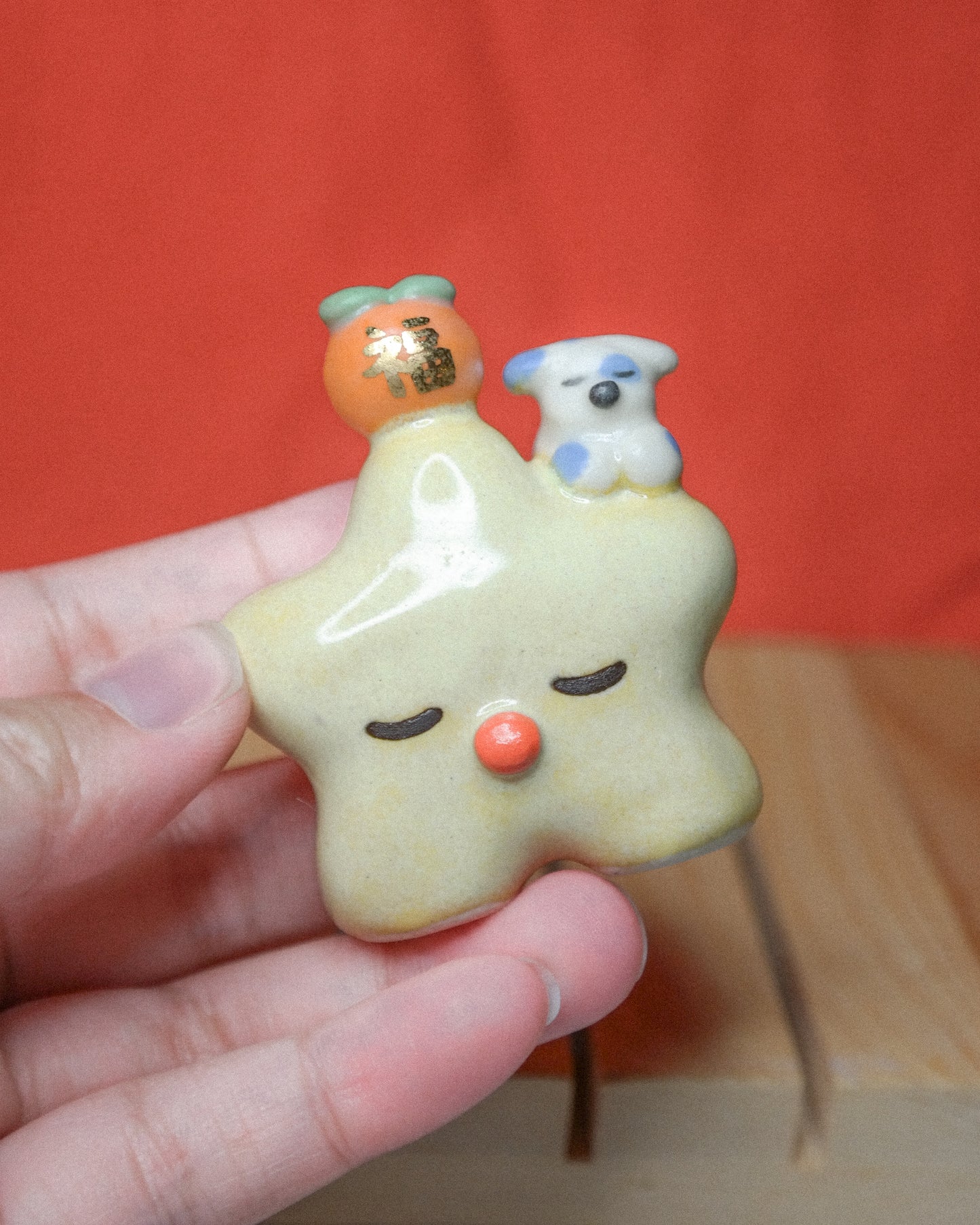 Lucky Tiny Star Dog Ceramic Figurine