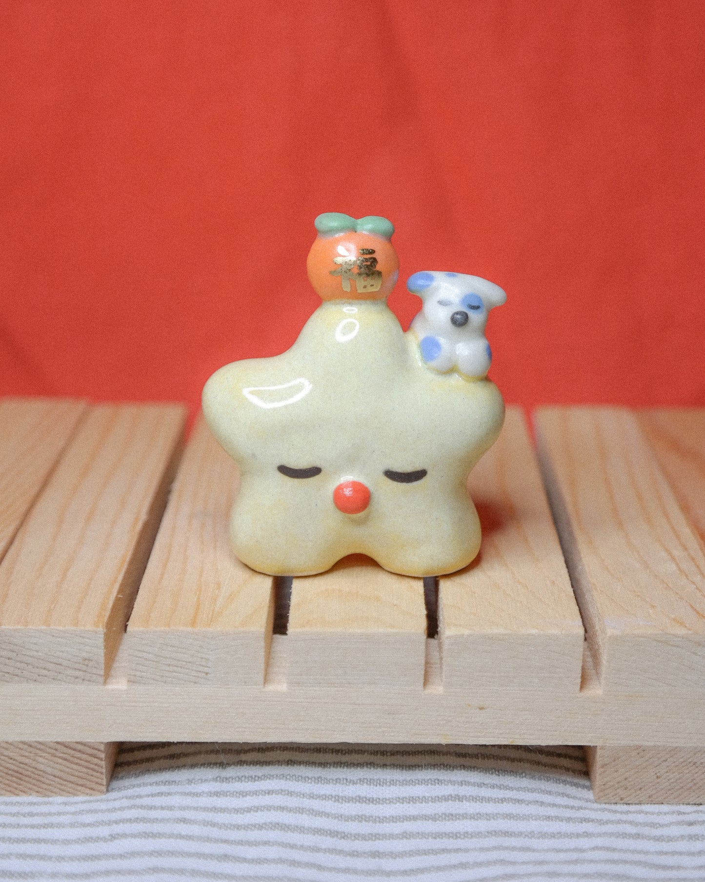 Lucky Tiny Star Dog Ceramic Figurine