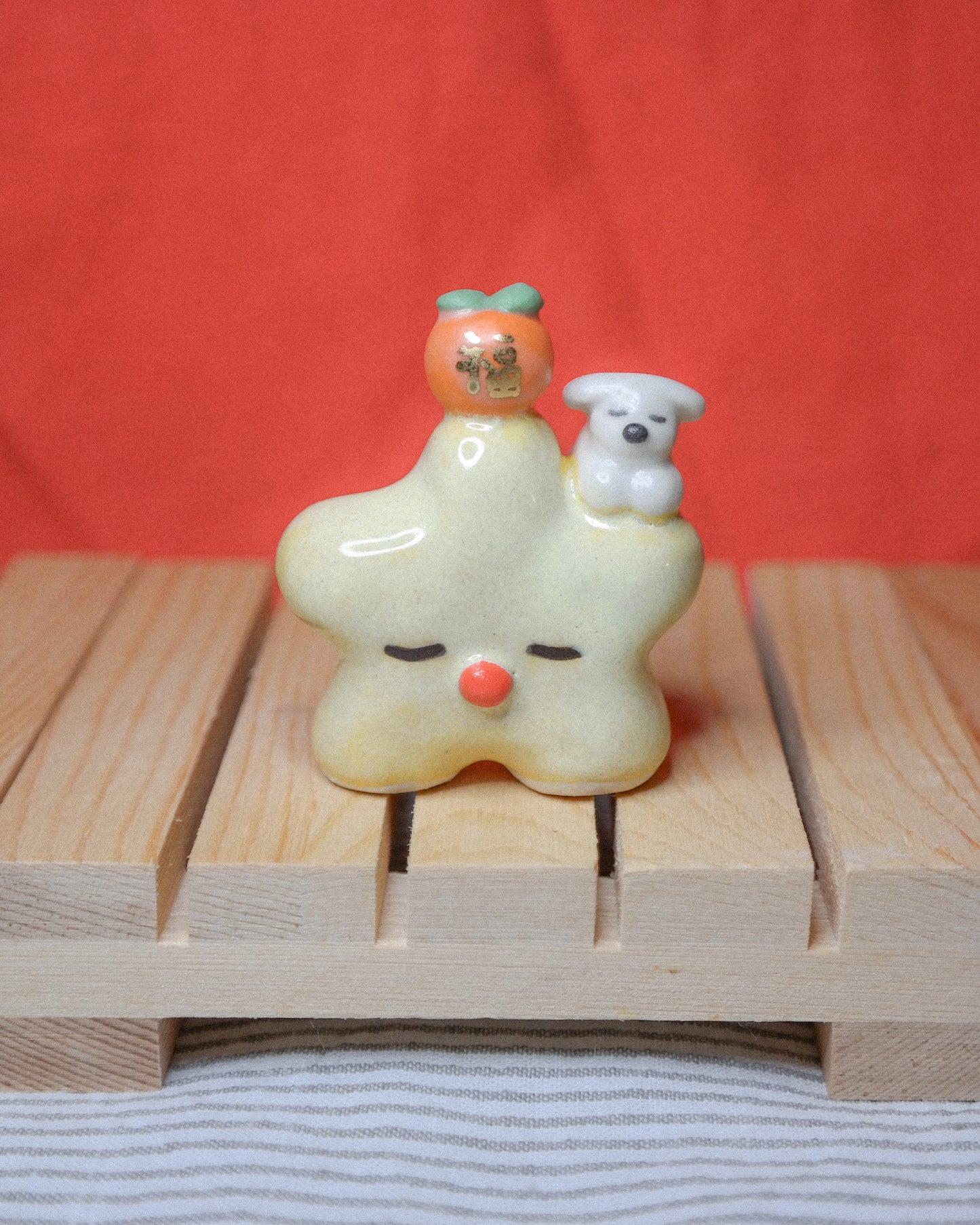 Lucky Tiny Star Dog Ceramic Figurine