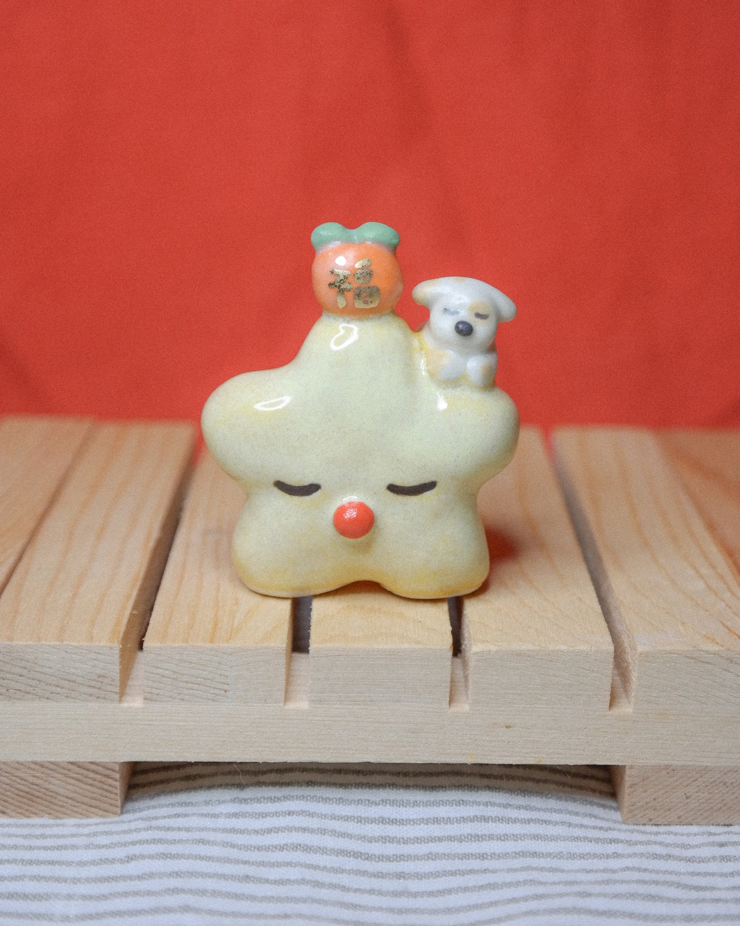 Lucky Tiny Star Dog Ceramic Figurine