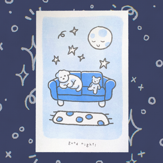 Good Night Risograph Art Print