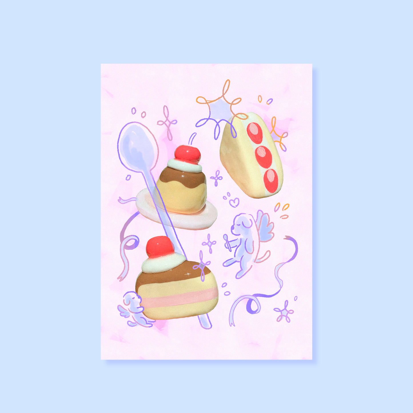 Dessert Doggies (Light) 5x7 Postcard Print