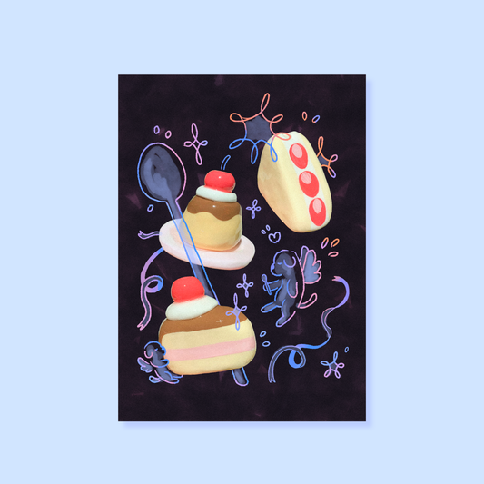 Dessert Doggies (Dark) 5x7 Postcard Print