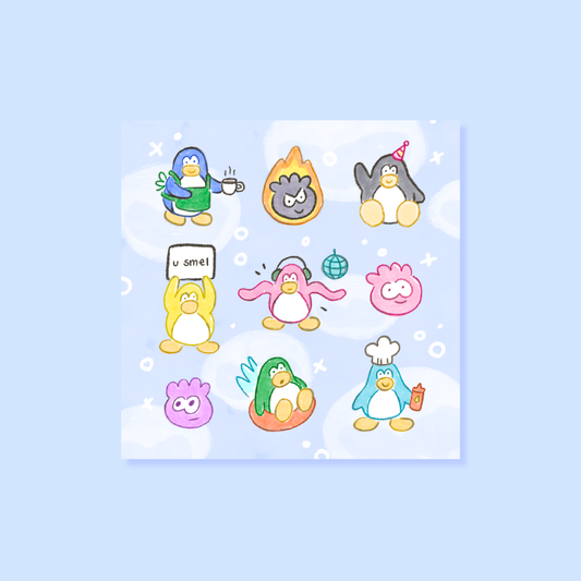 Club Pengy Mini Square Postcard Art Print