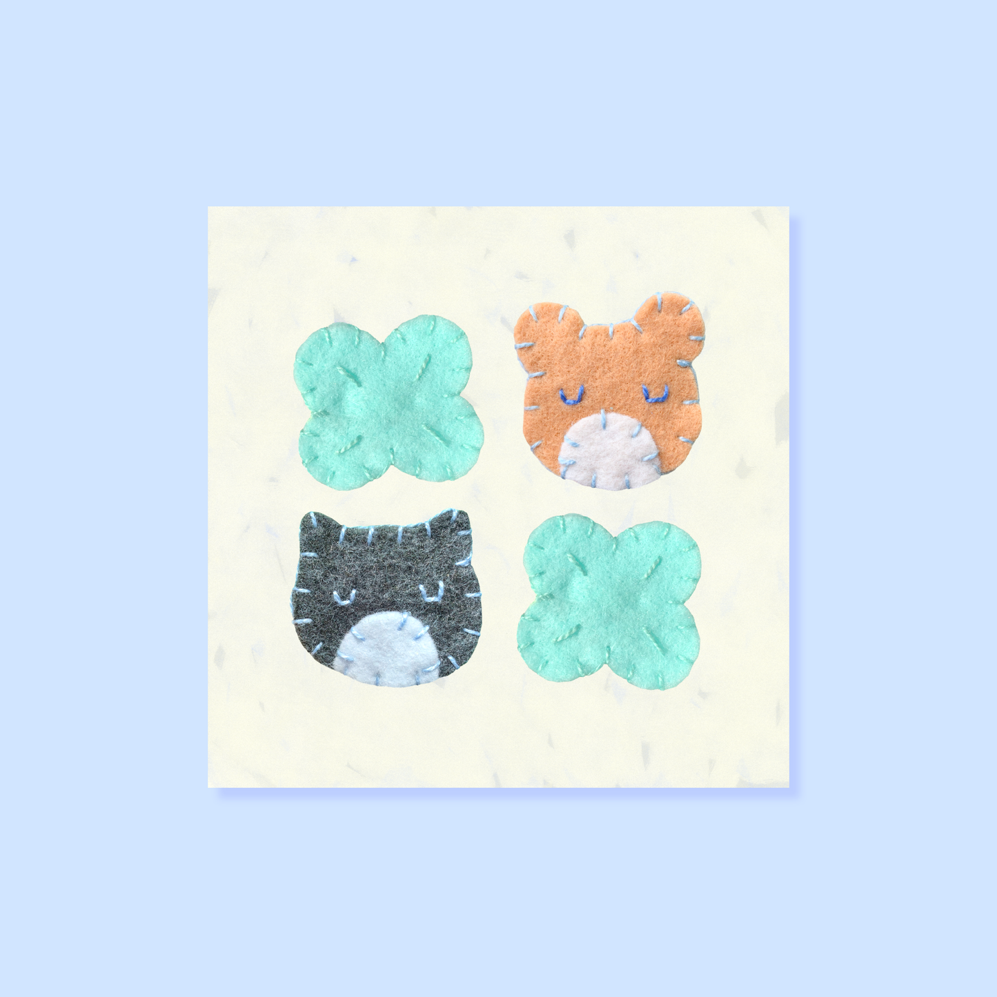 Felt Friends Mini Square Postcard Art Print