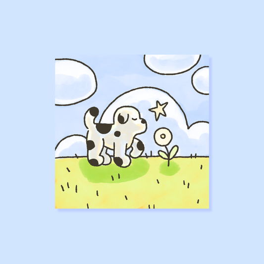 Sniffy Dog Mini Square Postcard Art Print