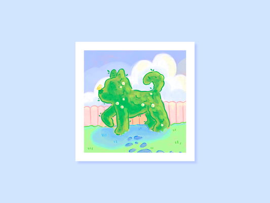 Topiary Dog Square Art Print