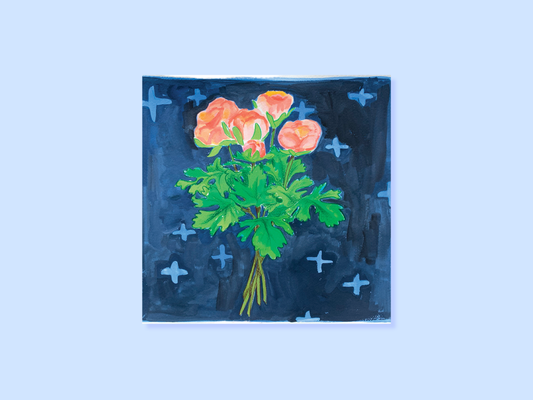 Peony Mini Square Postcard Art Print