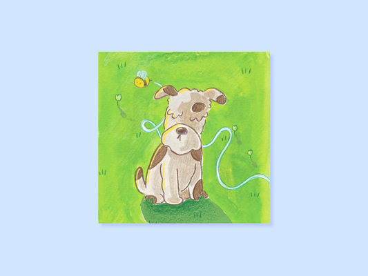 Spotty Schnauzer Mini Square Postcard Art Print