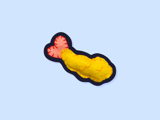 Felt Shrimp Tempura Glossy Vinyl Sticker